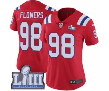 Women's Nike New England Patriots #98 Trey Flowers Red Alternate Vapor Untouchable Limited Player Super Bowl LIII Bound NFL Jersey