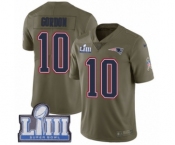 Youth Nike New England Patriots #10 Josh Gordon Limited Olive 2017 Salute to Service Super Bowl LIII Bound NFL Jersey