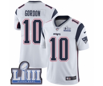 Youth Nike New England Patriots #10 Josh Gordon White Vapor Untouchable Limited Player Super Bowl LIII Bound NFL Jersey