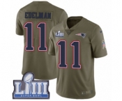 Youth Nike New England Patriots #11 Julian Edelman Limited Olive 2017 Salute to Service Super Bowl LIII Bound NFL Jersey