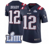 Youth Nike New England Patriots #12 Tom Brady Limited Navy Blue Rush Vapor Untouchable Super Bowl LIII Bound NFL Jersey