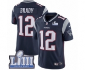 Youth Nike New England Patriots #12 Tom Brady Navy Blue Team Color Vapor Untouchable Limited Player Super Bowl LIII Bound NFL Jersey