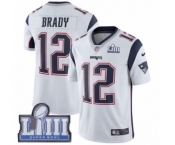 Youth Nike New England Patriots #12 Tom Brady White Vapor Untouchable Limited Player Super Bowl LIII Bound NFL Jersey