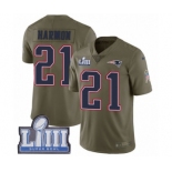 Youth Nike New England Patriots #21 Duron Harmon Limited Olive 2017 Salute to Service Super Bowl LIII Bound NFL Jersey