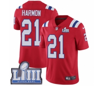 Youth Nike New England Patriots #21 Duron Harmon Red Alternate Vapor Untouchable Limited Player Super Bowl LIII Bound NFL Jersey