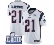 Youth Nike New England Patriots #21 Duron Harmon White Vapor Untouchable Limited Player Super Bowl LIII Bound NFL Jersey