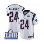 Youth Nike New England Patriots #24 Stephon Gilmore White Vapor Untouchable Limited Player Super Bowl LIII Bound NFL Jersey