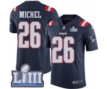 Youth Nike New England Patriots #26 Sony Michel Limited Navy Blue Rush Vapor Untouchable Super Bowl LIII Bound NFL Jersey