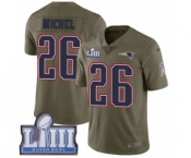 Youth Nike New England Patriots #26 Sony Michel Limited Olive 2017 Salute to Service Super Bowl LIII Bound NFL Jersey