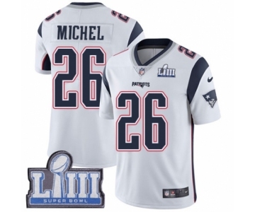 Youth Nike New England Patriots #26 Sony Michel White Vapor Untouchable Limited Player Super Bowl LIII Bound NFL Jersey