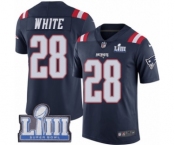 Youth Nike New England Patriots #28 James White Limited Navy Blue Rush Vapor Untouchable Super Bowl LIII Bound NFL Jersey