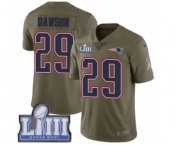 Youth Nike New England Patriots #29 Duke Dawson Limited Olive 2017 Salute to Service Super Bowl LIII Bound NFL Jersey