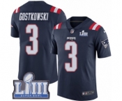 Youth Nike New England Patriots #3 Stephen Gostkowski Limited Navy Blue Rush Vapor Untouchable Super Bowl LIII Bound NFL Jersey