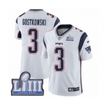 Youth Nike New England Patriots #3 Stephen Gostkowski White Vapor Untouchable Limited Player Super Bowl LIII Bound NFL Jersey