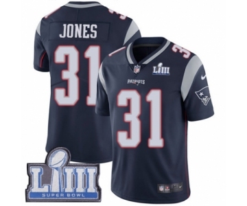 Youth Nike New England Patriots #31 Jonathan Jones Navy Blue Team Color Vapor Untouchable Limited Player Super Bowl LIII Bound NFL Jersey