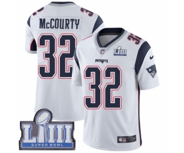 Youth Nike New England Patriots #32 Devin McCourty White Vapor Untouchable Limited Player Super Bowl LIII Bound NFL Jersey