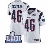 Youth Nike New England Patriots #46 James Develin White Vapor Untouchable Limited Player Super Bowl LIII Bound NFL Jersey