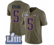 Youth Nike New England Patriots #5 Danny Etling Limited Olive 2017 Salute to Service Super Bowl LIII Bound NFL Jersey