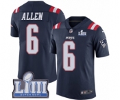 Youth Nike New England Patriots #6 Ryan Allen Limited Navy Blue Rush Vapor Untouchable Super Bowl LIII Bound NFL Jersey