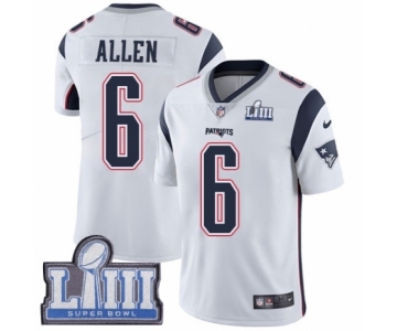 Youth Nike New England Patriots #6 Ryan Allen White Vapor Untouchable Limited Player Super Bowl LIII Bound NFL Jersey