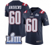 Youth Nike New England Patriots #60 David Andrews Limited Navy Blue Rush Vapor Untouchable Super Bowl LIII Bound NFL Jersey