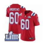 Youth Nike New England Patriots #60 David Andrews Red Alternate Vapor Untouchable Limited Player Super Bowl LIII Bound NFL Jersey