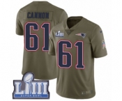 Youth Nike New England Patriots #61 Marcus Cannon Limited Olive 2017 Salute to Service Super Bowl LIII Bound NFL Jersey