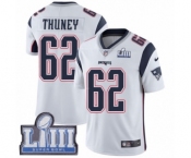 Youth Nike New England Patriots #62 Joe Thuney White Vapor Untouchable Limited Player Super Bowl LIII Bound NFL Jersey