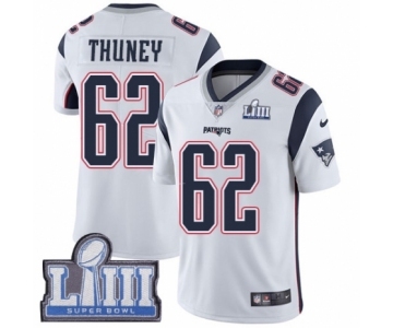 Youth Nike New England Patriots #62 Joe Thuney White Vapor Untouchable Limited Player Super Bowl LIII Bound NFL Jersey