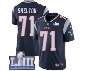 Youth Nike New England Patriots #71 Danny Shelton Navy Blue Team Color Vapor Untouchable Limited Player Super Bowl LIII Bound NFL Jersey