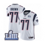 Youth Nike New England Patriots #77 Trent Brown White Vapor Untouchable Limited Player Super Bowl LIII Bound NFL Jersey