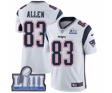 Youth Nike New England Patriots #83 Dwayne Allen White Vapor Untouchable Limited Player Super Bowl LIII Bound NFL Jersey