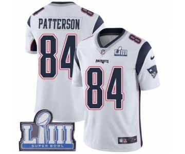 Youth Nike New England Patriots #84 Cordarrelle Patterson White Vapor Untouchable Limited Player Super Bowl LIII Bound NFL Jersey