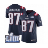 Youth Nike New England Patriots #87 Rob Gronkowski Limited Navy Blue Rush Vapor Untouchable Super Bowl LIII Bound NFL Jersey