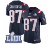 Youth Nike New England Patriots #87 Rob Gronkowski Limited Navy Blue Rush Vapor Untouchable Super Bowl LIII Bound NFL Jersey