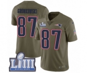 Youth Nike New England Patriots #87 Rob Gronkowski Limited Olive 2017 Salute to Service Super Bowl LIII Bound NFL Jersey