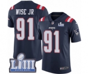 Youth Nike New England Patriots #91 Deatrich Wise Jr Limited Navy Blue Rush Vapor Untouchable Super Bowl LIII Bound NFL Jersey