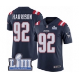 Youth Nike New England Patriots #92 James Harrison Limited Navy Blue Rush Vapor Untouchable Super Bowl LIII Bound NFL Jersey