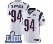 Youth Nike New England Patriots #94 Adrian Clayborn White Vapor Untouchable Limited Player Super Bowl LIII Bound NFL Jersey