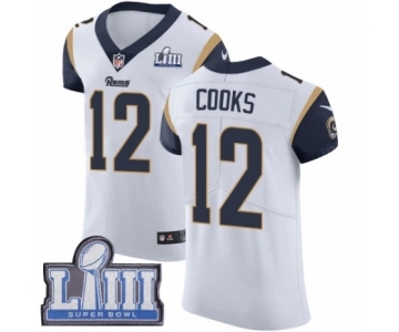 Men's Nike Los Angeles Rams #12 Brandin Cooks White Vapor Untouchable Elite Player Super Bowl LIII Bound NFL Jersey