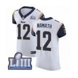 Men's Nike Los Angeles Rams #12 Joe Namath White Vapor Untouchable Elite Player Super Bowl LIII Bound NFL Jersey