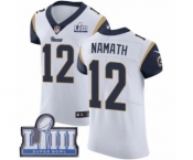 Men's Nike Los Angeles Rams #12 Joe Namath White Vapor Untouchable Elite Player Super Bowl LIII Bound NFL Jersey