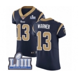 Men's Nike Los Angeles Rams #13 Kurt Warner Navy Blue Team Color Vapor Untouchable Elite Player Super Bowl LIII Bound NFL Jersey