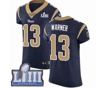 Men's Nike Los Angeles Rams #13 Kurt Warner Navy Blue Team Color Vapor Untouchable Elite Player Super Bowl LIII Bound NFL Jersey