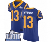 Men's Nike Los Angeles Rams #13 Kurt Warner Royal Blue Alternate Vapor Untouchable Elite Player Super Bowl LIII Bound NFL Jersey