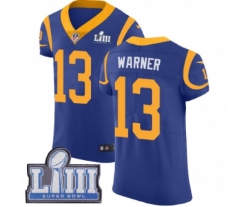 Men's Nike Los Angeles Rams #13 Kurt Warner Royal Blue Alternate Vapor Untouchable Elite Player Super Bowl LIII Bound NFL Jersey