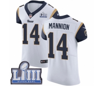 Men's Nike Los Angeles Rams #14 Sean Mannion White Vapor Untouchable Elite Player Super Bowl LIII Bound NFL Jersey