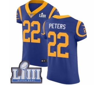 Men's Nike Los Angeles Rams #22 Marcus Peters Royal Blue Alternate Vapor Untouchable Elite Player Super Bowl LIII Bound NFL Jersey