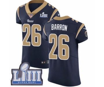 Men's Nike Los Angeles Rams #26 Mark Barron Navy Blue Team Color Vapor Untouchable Elite Player Super Bowl LIII Bound NFL Jersey