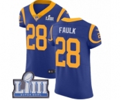 Men's Nike Los Angeles Rams #28 Marshall Faulk Royal Blue Alternate Vapor Untouchable Elite Player Super Bowl LIII Bound NFL Jersey